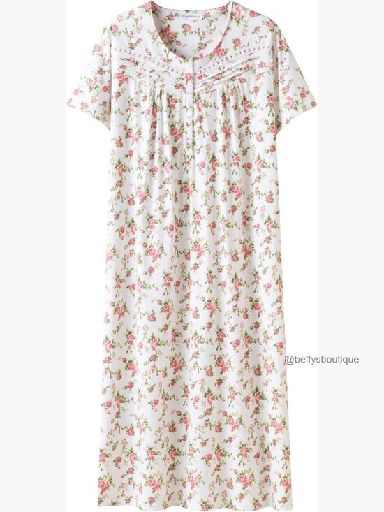 Other - 100% Cotton Short Sleeve Nightgown Soft Comfy Loose Fit Nightdress Lounge